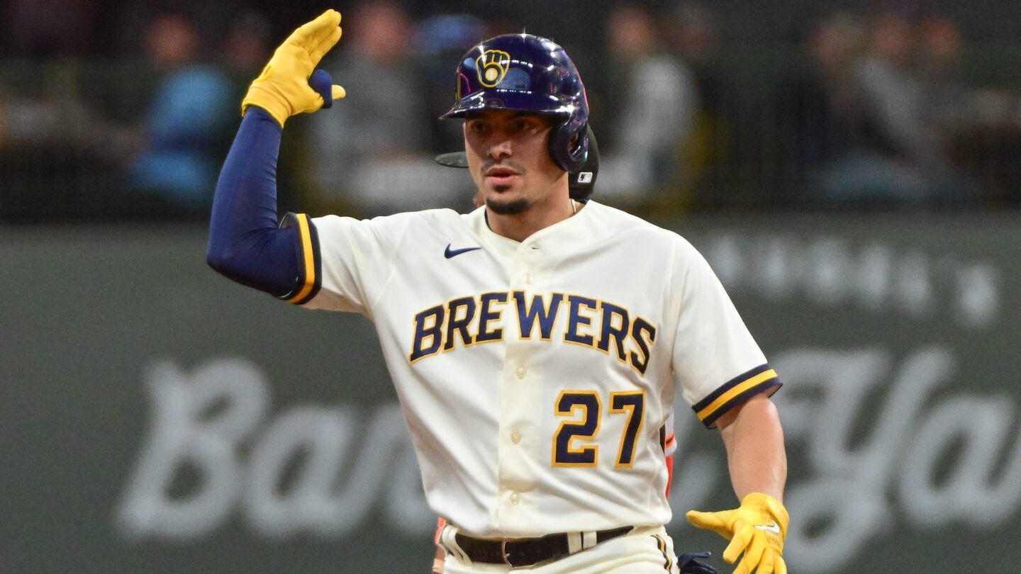 Brewers' Willy Adames taken to hospital, heading to IL after getting hit by  foul ball in dugout - NBC Sports
