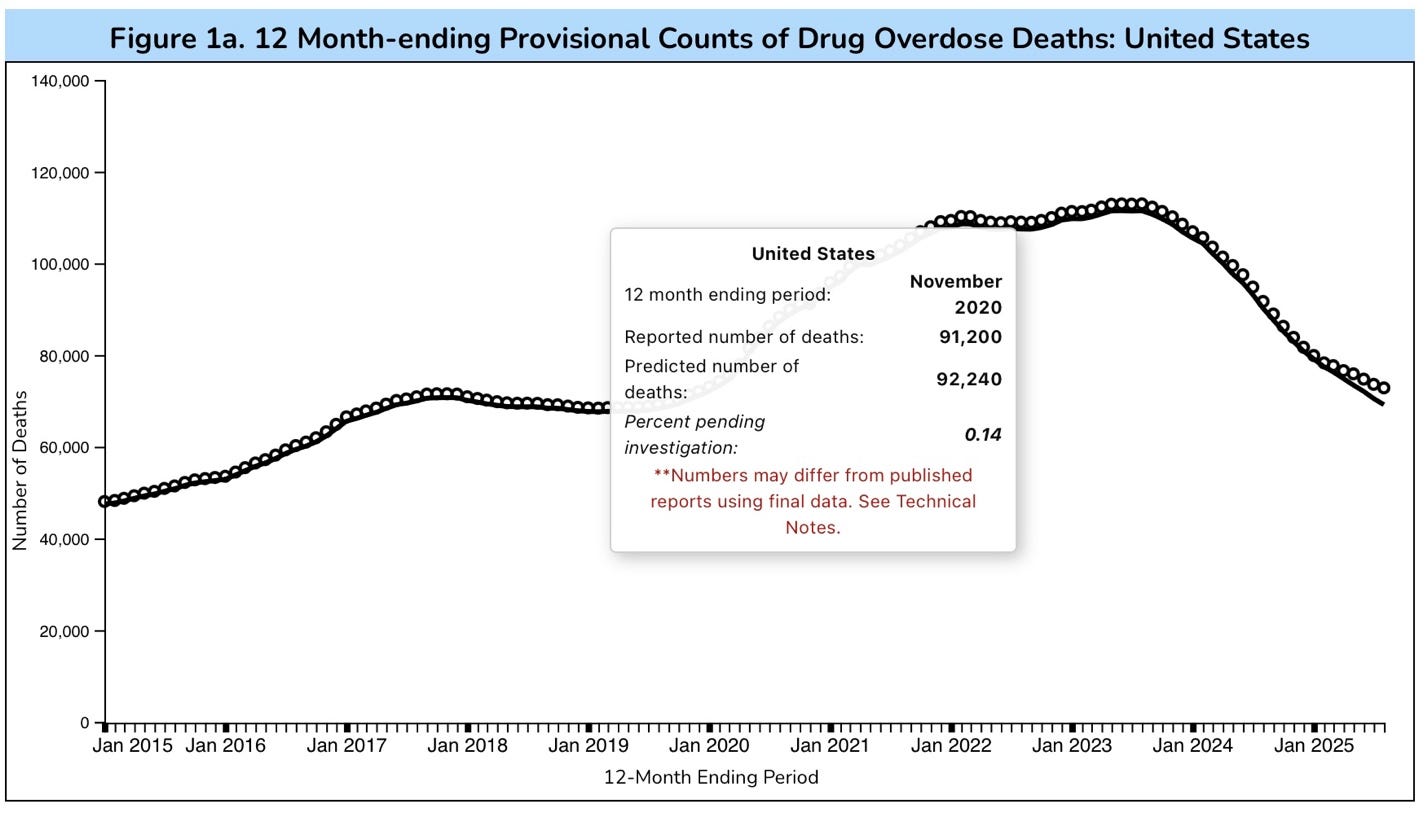 A graph showing the number of drug overdose deaths

Description automatically generated