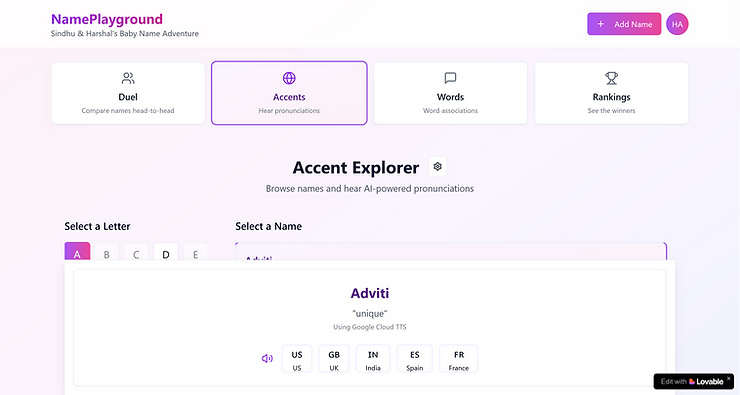 Accent explorer for pronunciation testing. Accent explorer for pronunciation testing.