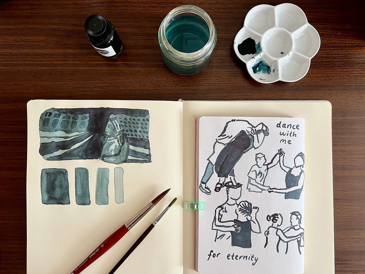 Ink wash paintings made with brush