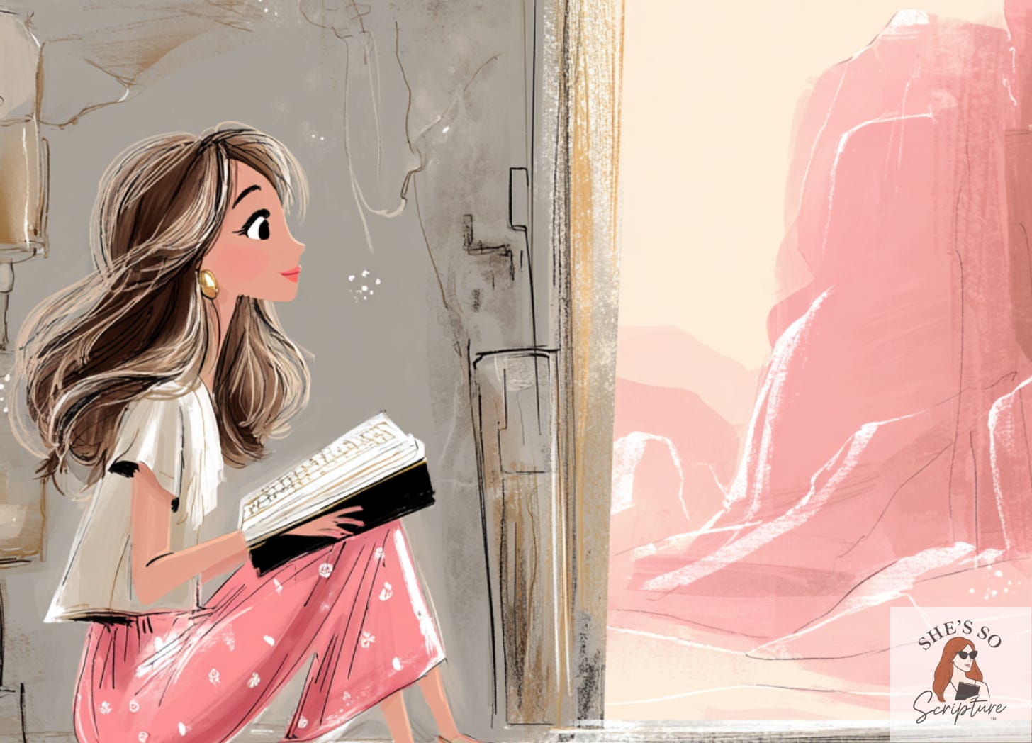 Watercolor illustration of a woman seated inside an ancient structure, looking toward light through an open doorway, symbolizing understanding Scripture through historical and biblical context. Watercolor illustration of a woman seated inside an ancient structure, looking toward light through an open doorway, symbolizing understanding Scripture through historical and biblical context.