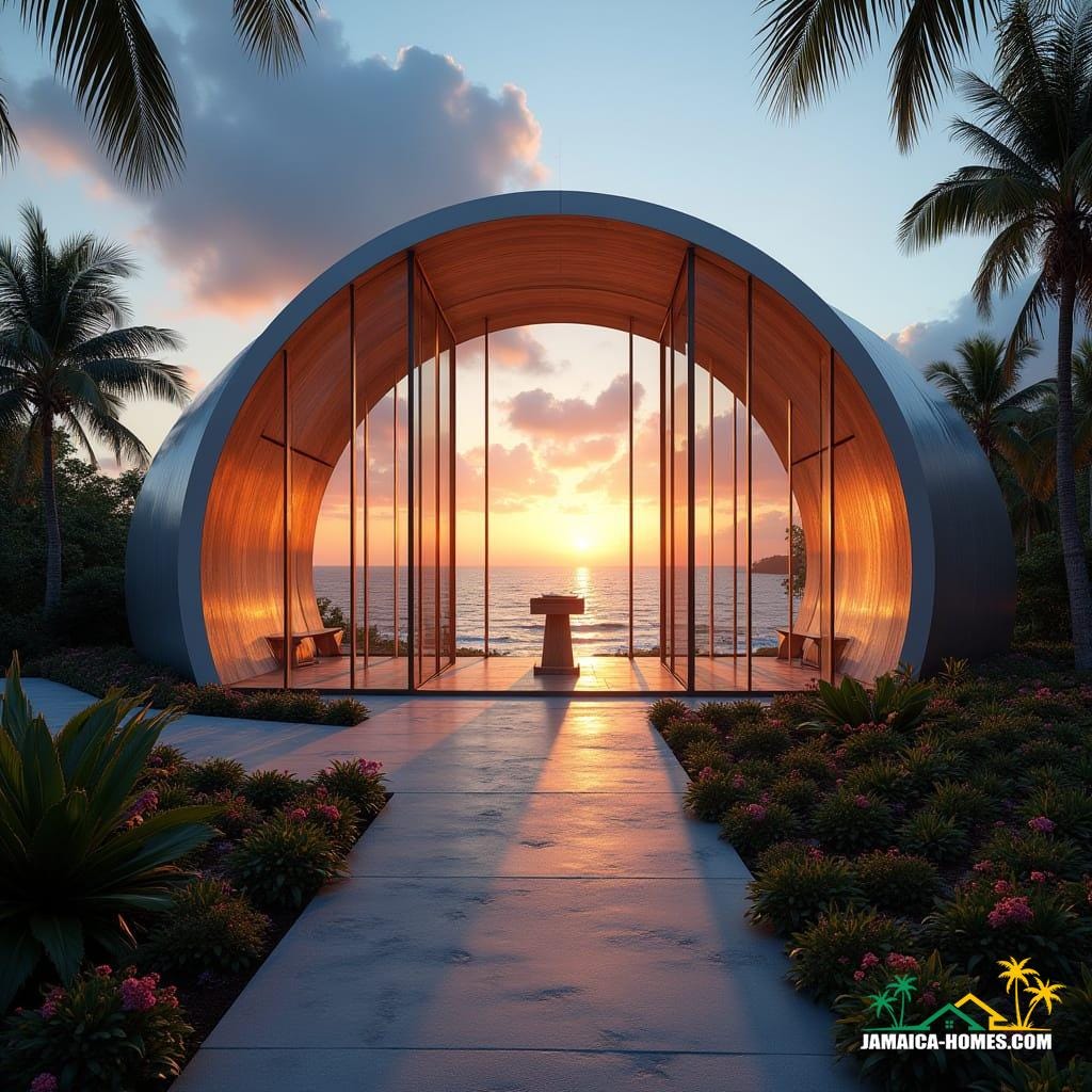 A spectacular glass-walled chapel in Negril, perched above the cliffs