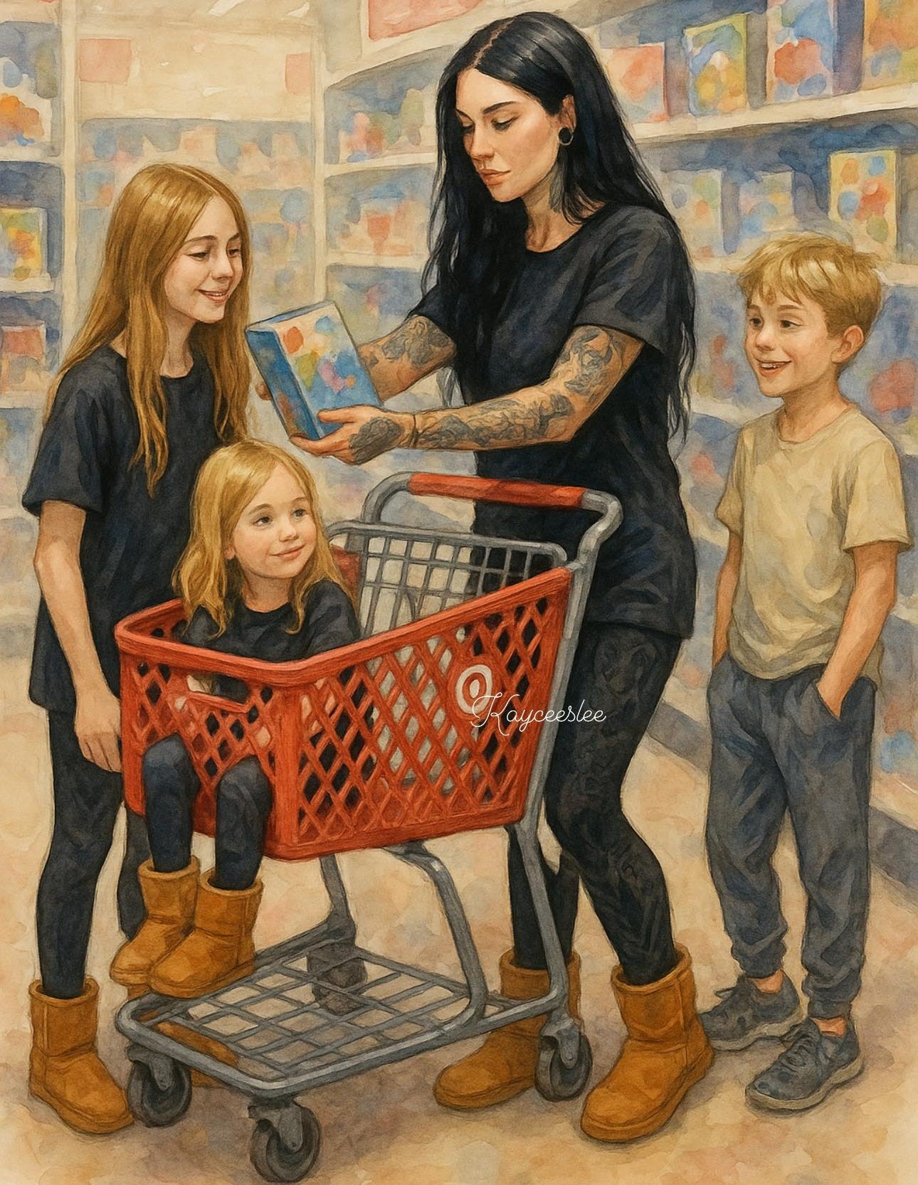 May be art of 3 people and child May be art of 3 people and child