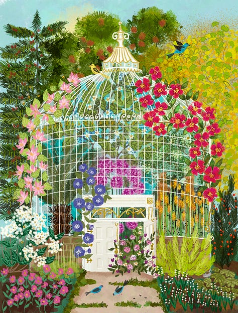 6 pieces of artwork by Joy Laforme for Galison Puzzles