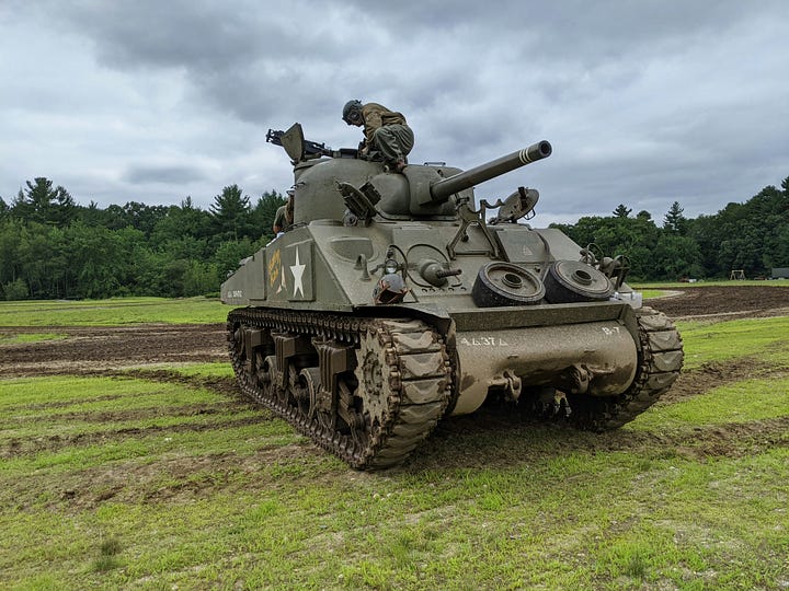 The Supreme Court building and an army tank