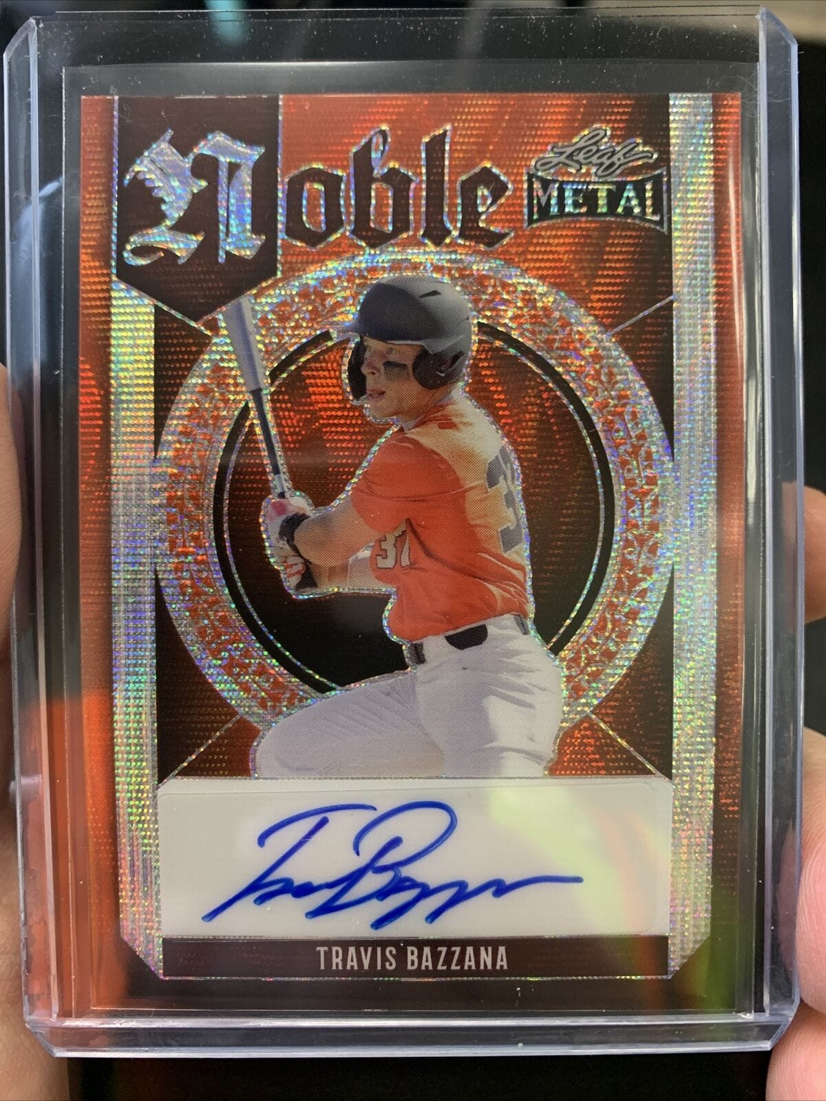 2023 Leaf Metal TRAVIS BAZZANA Orange Wave Prizm ARC SSP Auto 1/4 = 1/1? SP RC - Picture 1 of 2
