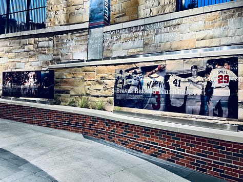 baseball, stadium, statue, signs, sky