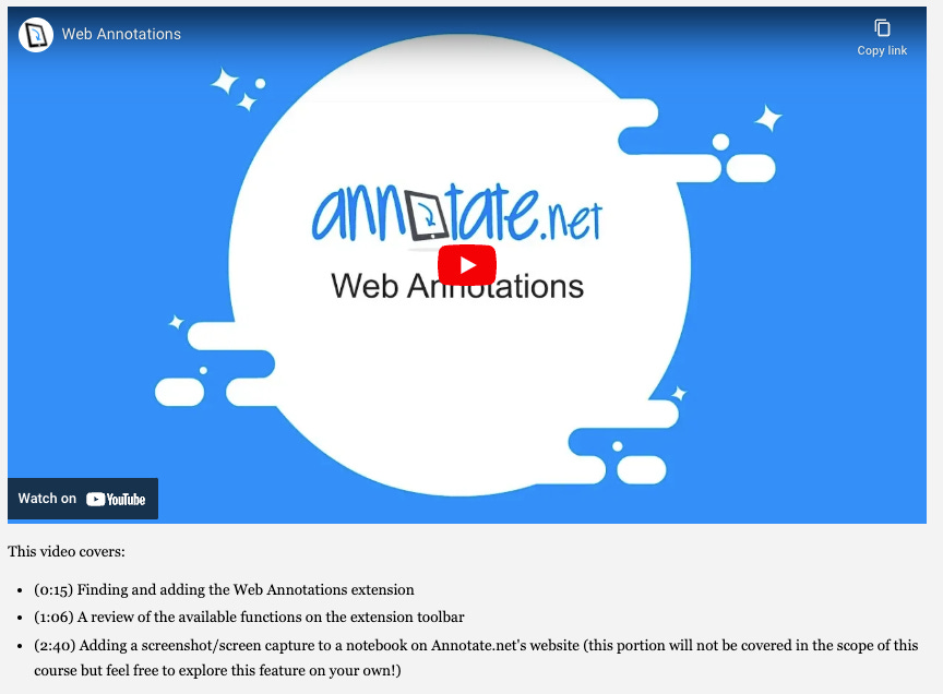 screenshot of video with time stamps