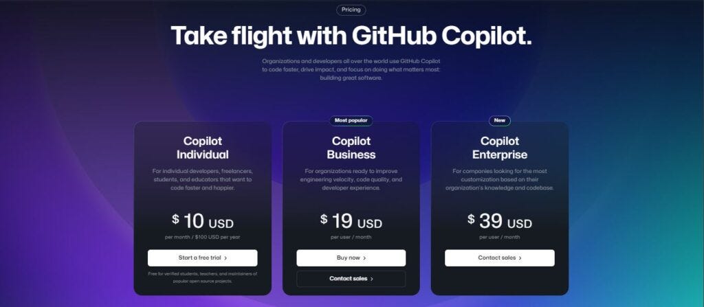 GitHub Copilot Pricing 
