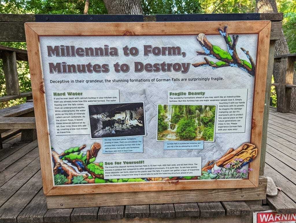Gorman Falls sign