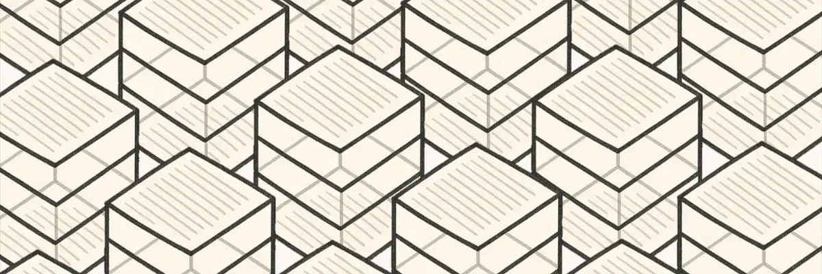 Abstract geometric pattern of beige 3D cubes with black outlines arranged in a repeating grid. Abstract geometric pattern of beige 3D cubes with black outlines arranged in a repeating grid.