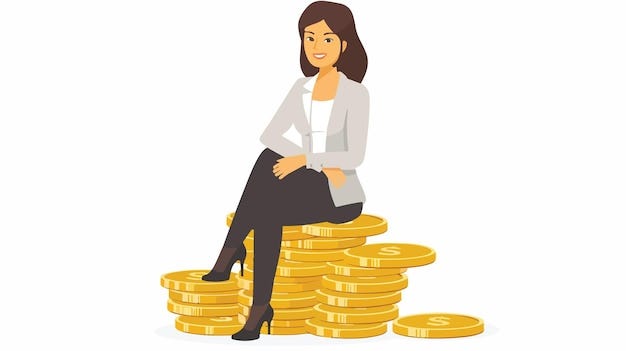 Successful Asian Businesswoman Sitting on Pile of Gold Coins in Business  Concept | Premium AI-generated vector