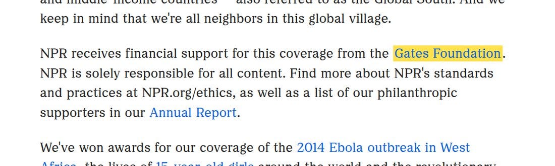 NPR disclosure of Gates Foundation support for Goats and Soda NPR disclosure of Gates Foundation support for Goats and Soda
