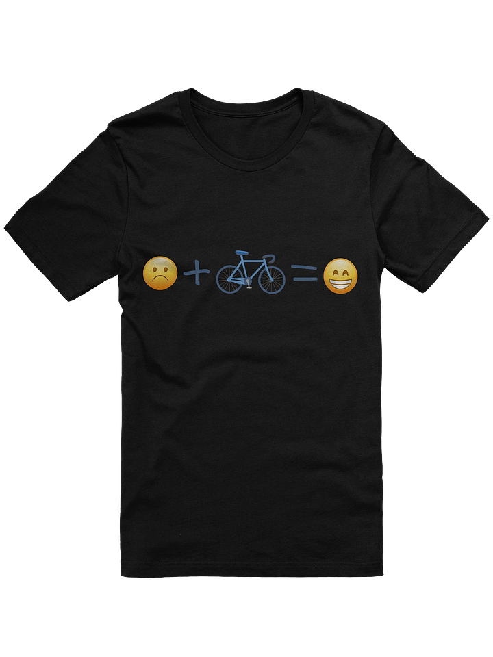 Sometimes the best formula is also the simplest. This tee features a clean graphic equation: a sad emoji plus a bike equals a happy emoji. No overthinking, no deep philosophy, just a straightforward reminder of what cyclists already know. Life feels better after a ride.