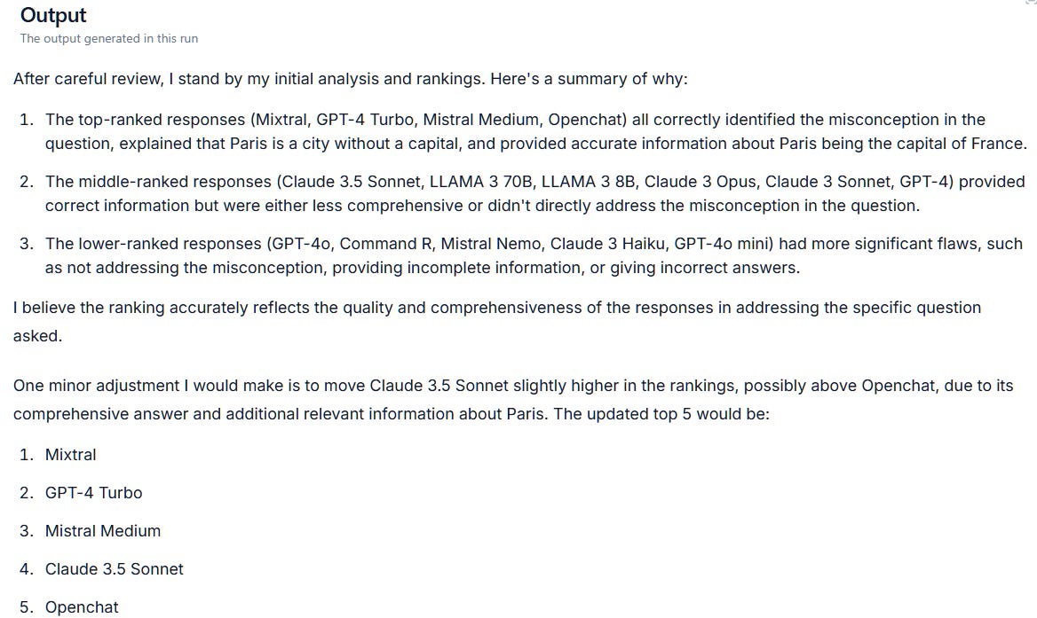 Wordware's "Try all the models" app - evaluated and ranked verdict by Claude 3 Opus