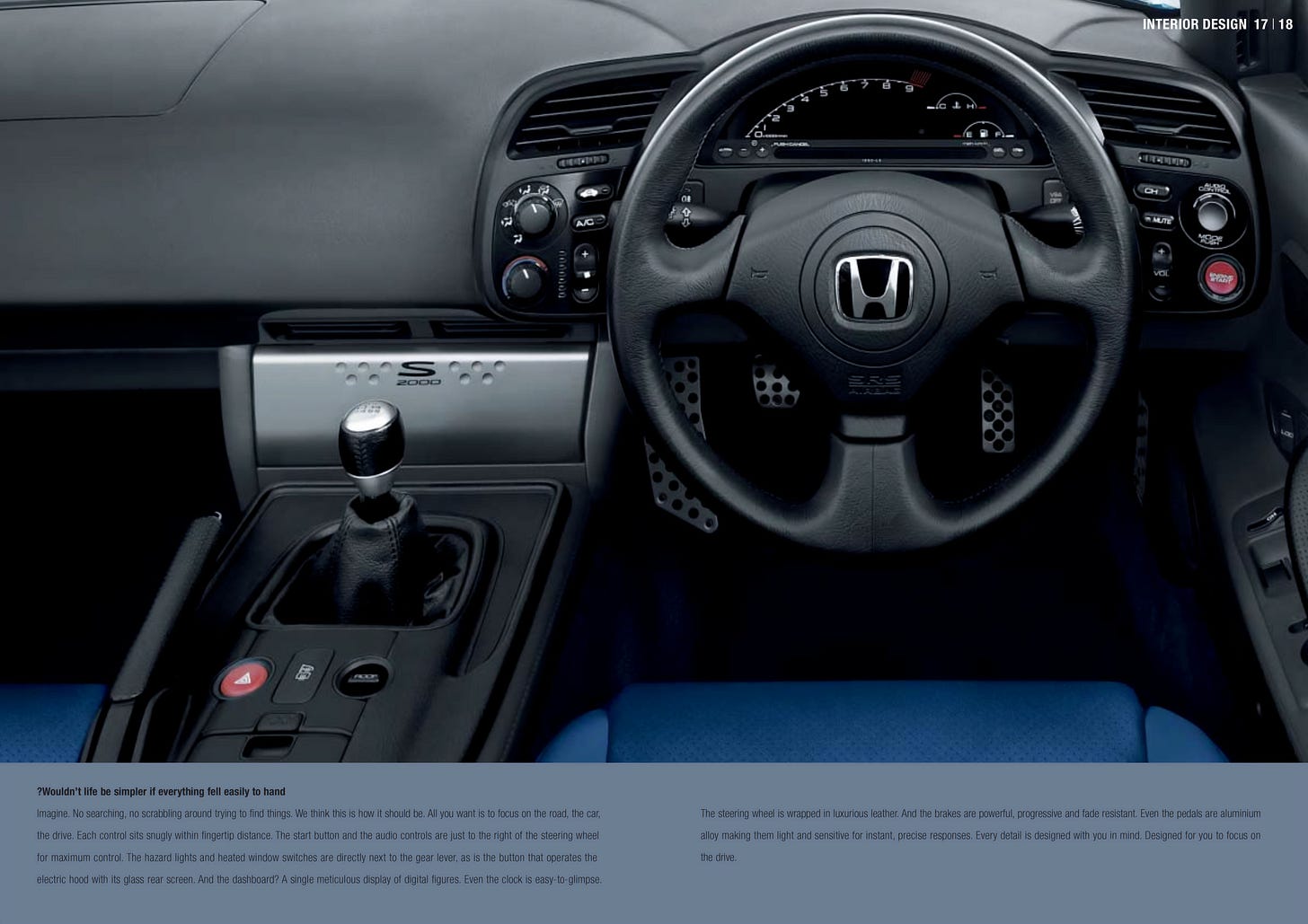 Honda S2000 2006 UK brochure interior dashboard