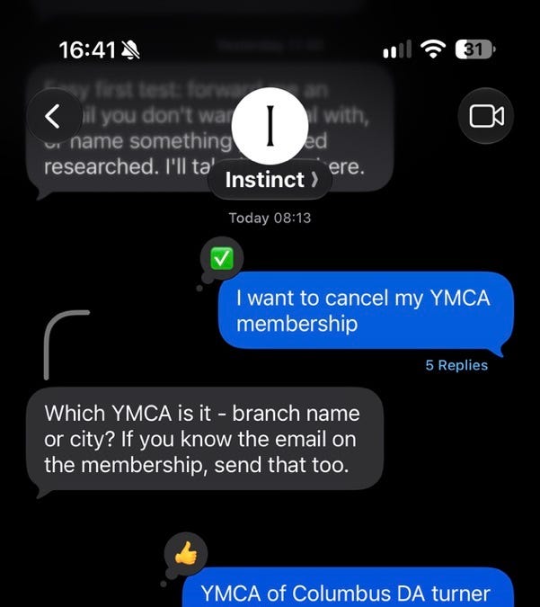 I canceled my YMCA membership by sending a text to Instinct