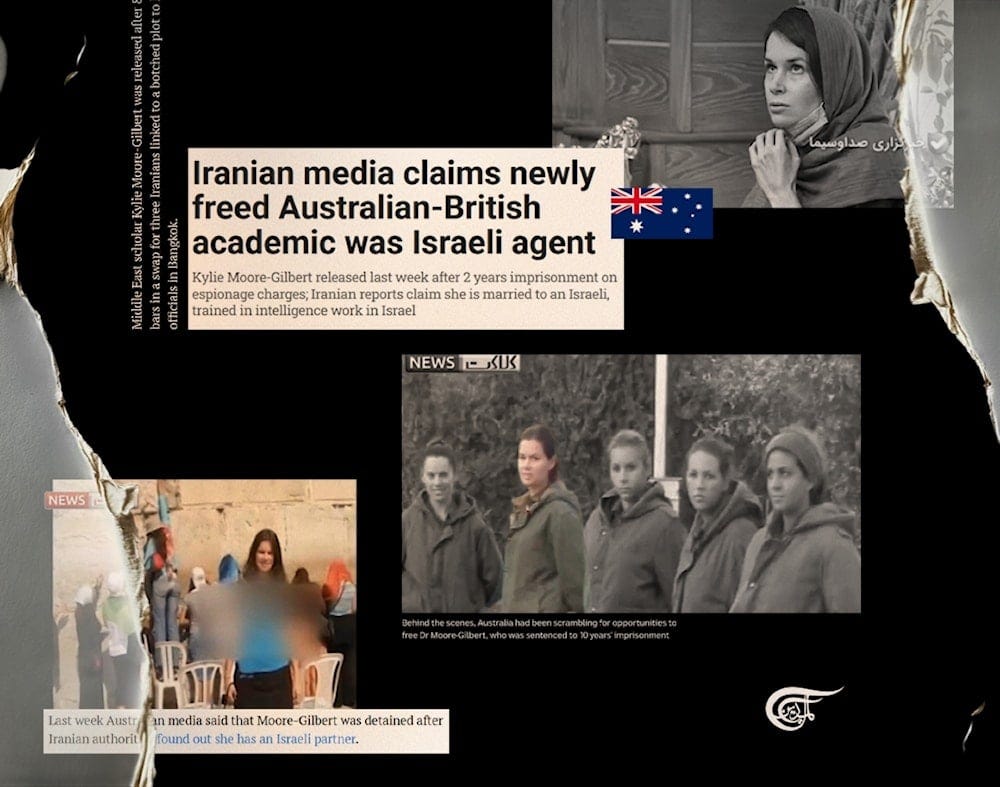 the 10-minute IRIB video and the lengthy Mashregh report gave substantial detail of the IRGC espionage case against Dr Kylie Moore Gilbert. (Al Mayadeen English; Illustrated by Batoul Chamas) the 10-minute IRIB video and the lengthy Mashregh report gave substantial detail of the IRGC espionage case against Dr Kylie Moore Gilbert. (Al Mayadeen English; Illustrated by Batoul Chamas)
