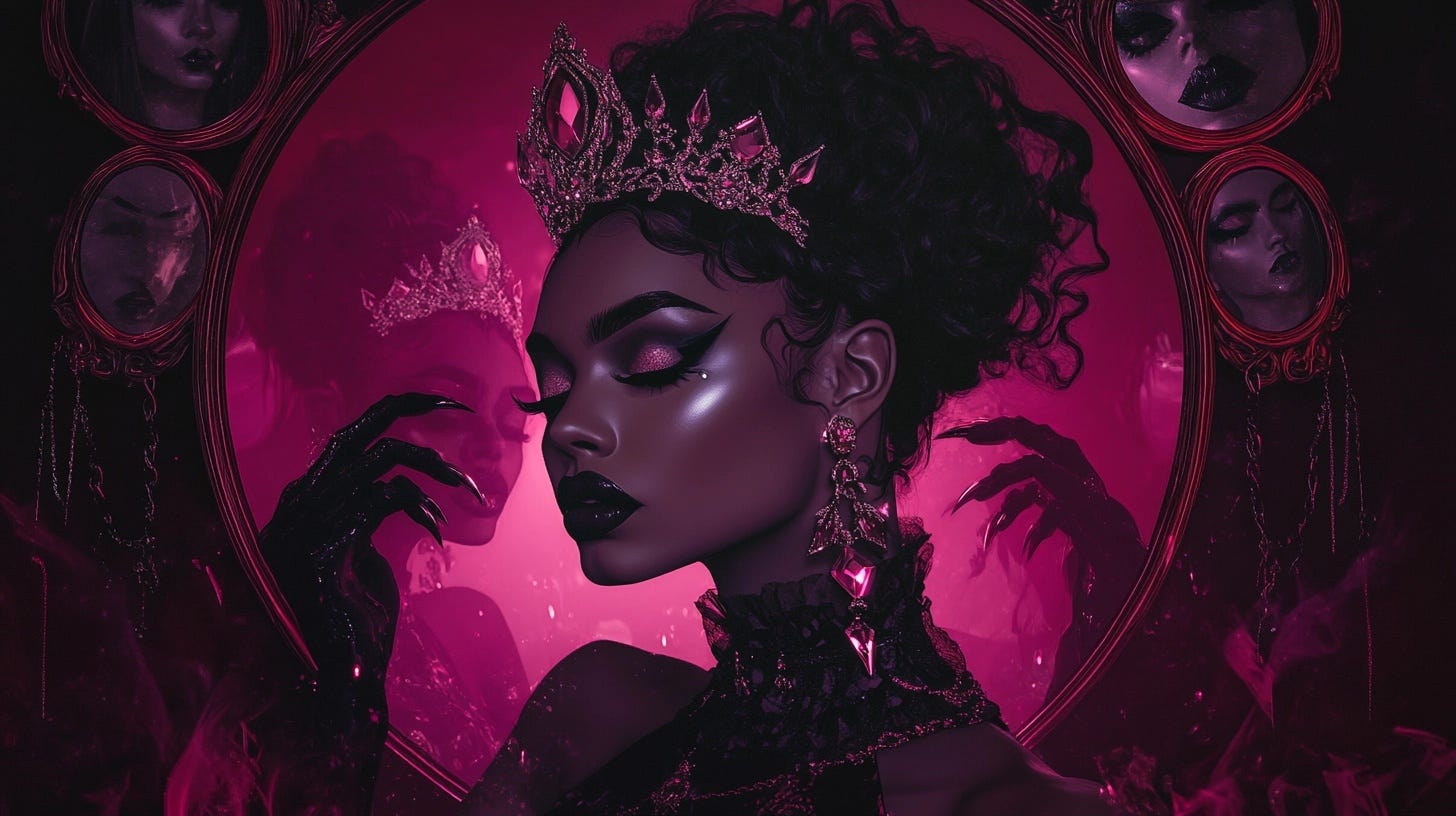 Powerful witch embracing her shadow self with style