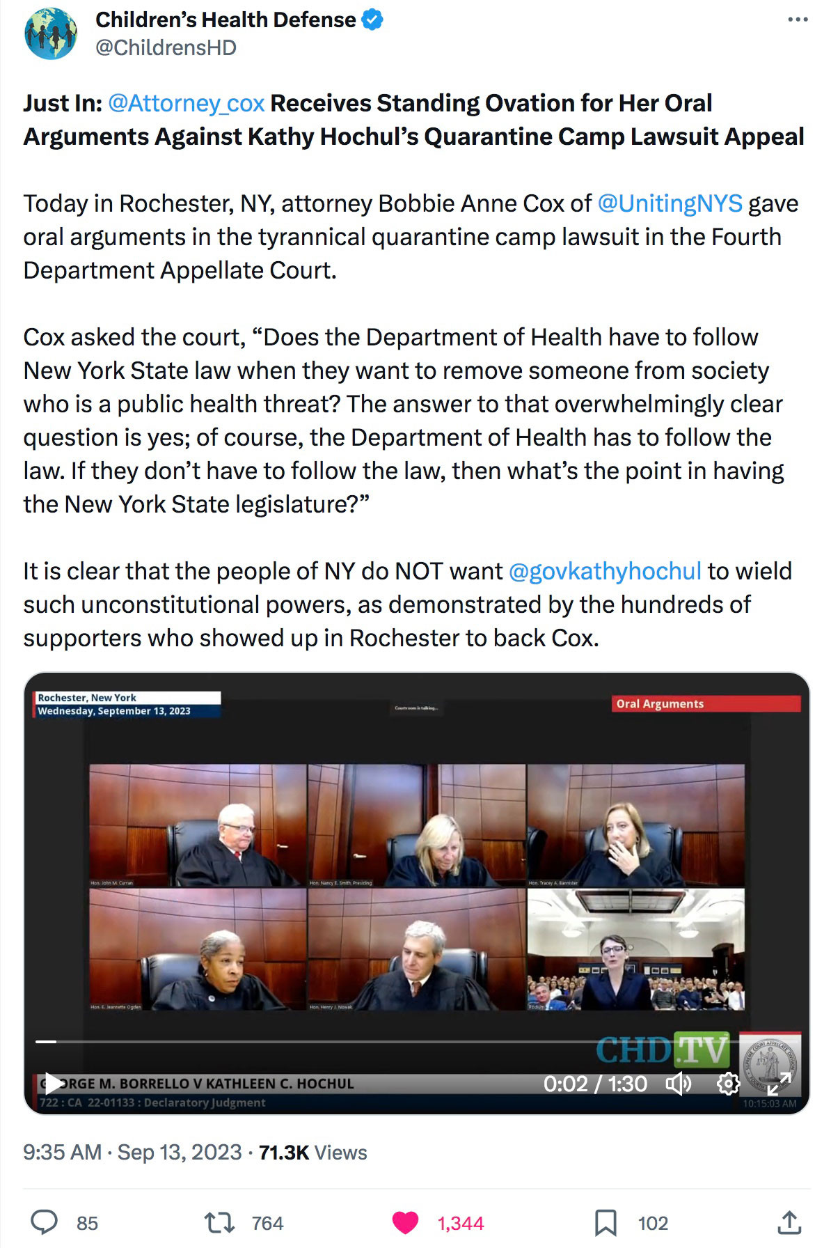 Bobbie Anne Cox Oral Argument Against Governor Hochul's Quarantine Camps Lawsuit Appeal Bobbie Anne Cox Oral Argument Against Governor Hochul's Quarantine Camps Lawsuit Appeal