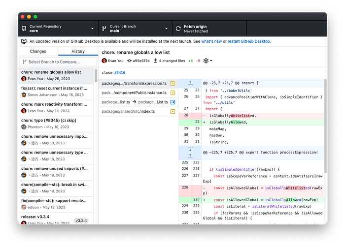 GitHub Desktop on a Mac