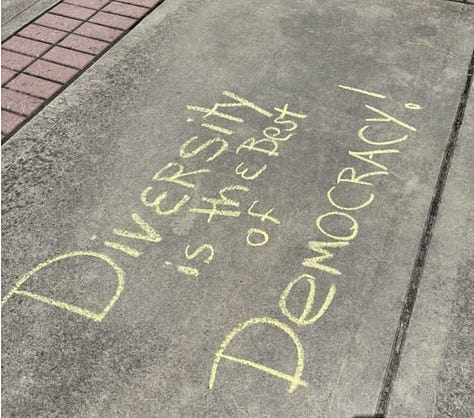 photo gallery of images from the 6/14 protest in Rock Hill showing signs and people