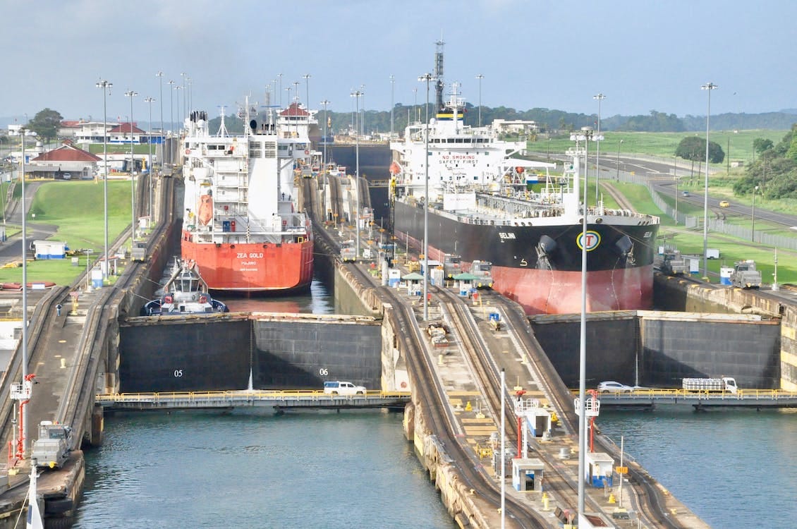 Two Ships on the Panama Channel Picture