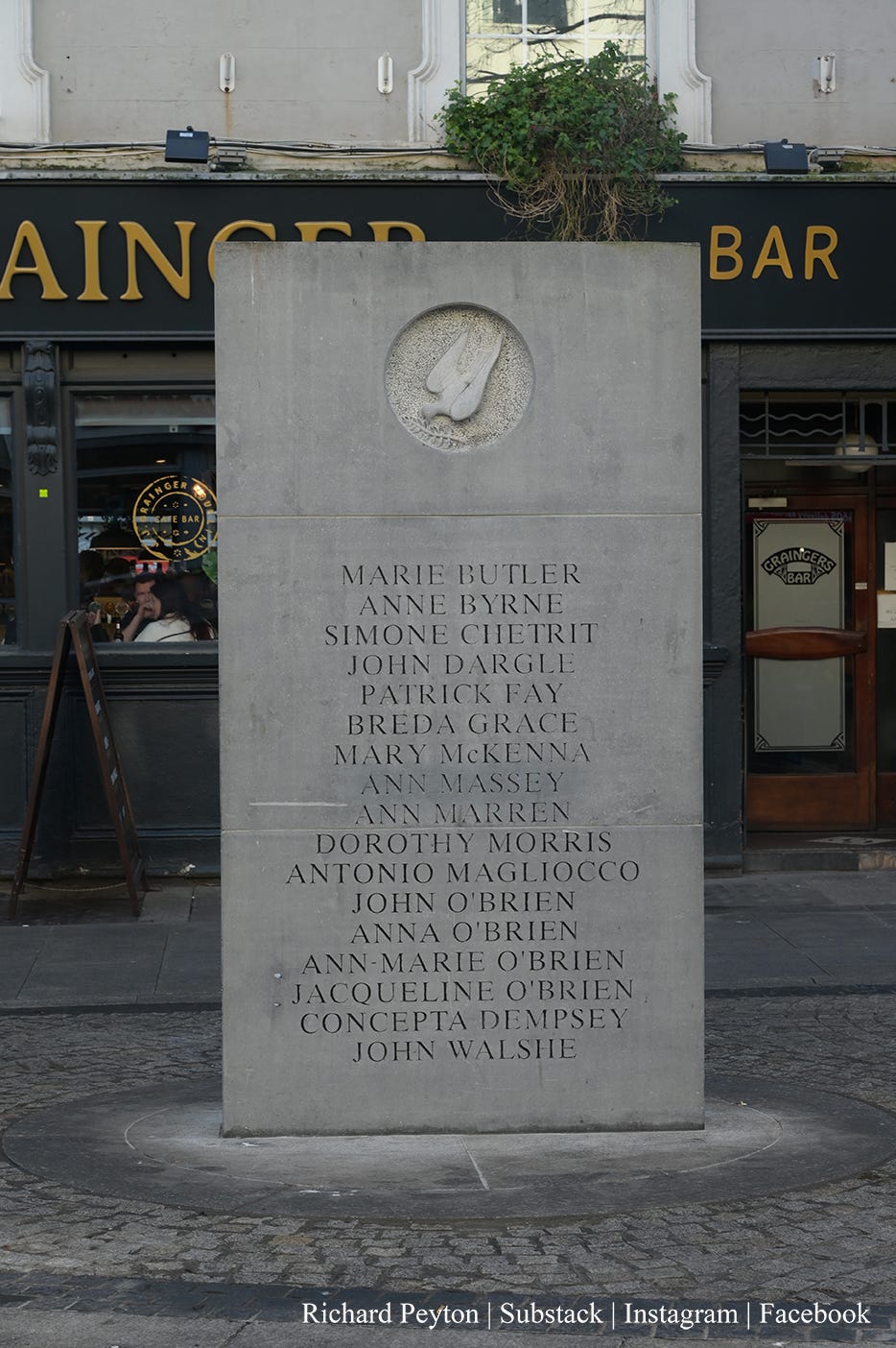 Monument to 1974 bombings on Talbot Street, Dublin.