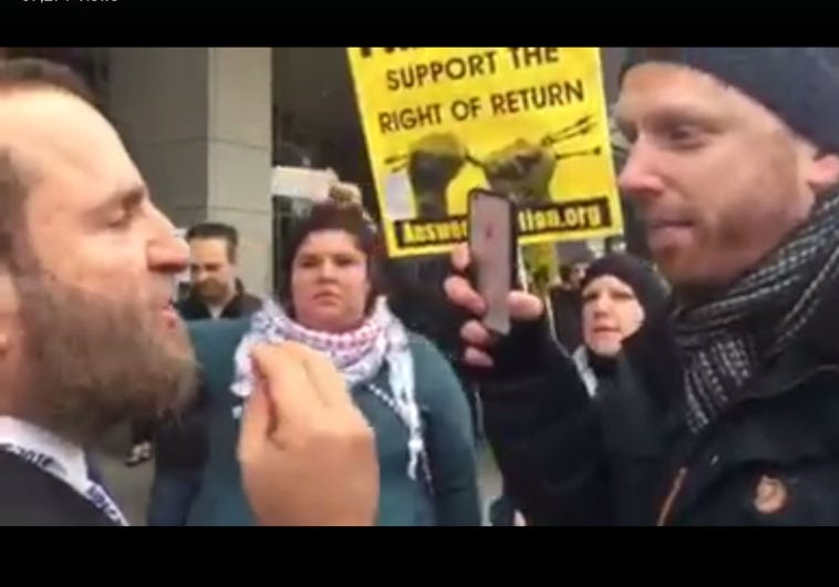 Confrontation between Rabbi Shmuley Boteach and Max Blumenthal outside AIPAC conference