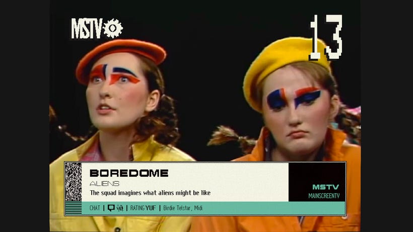 Two teens with funky makeup and twisted hair in Blippo+