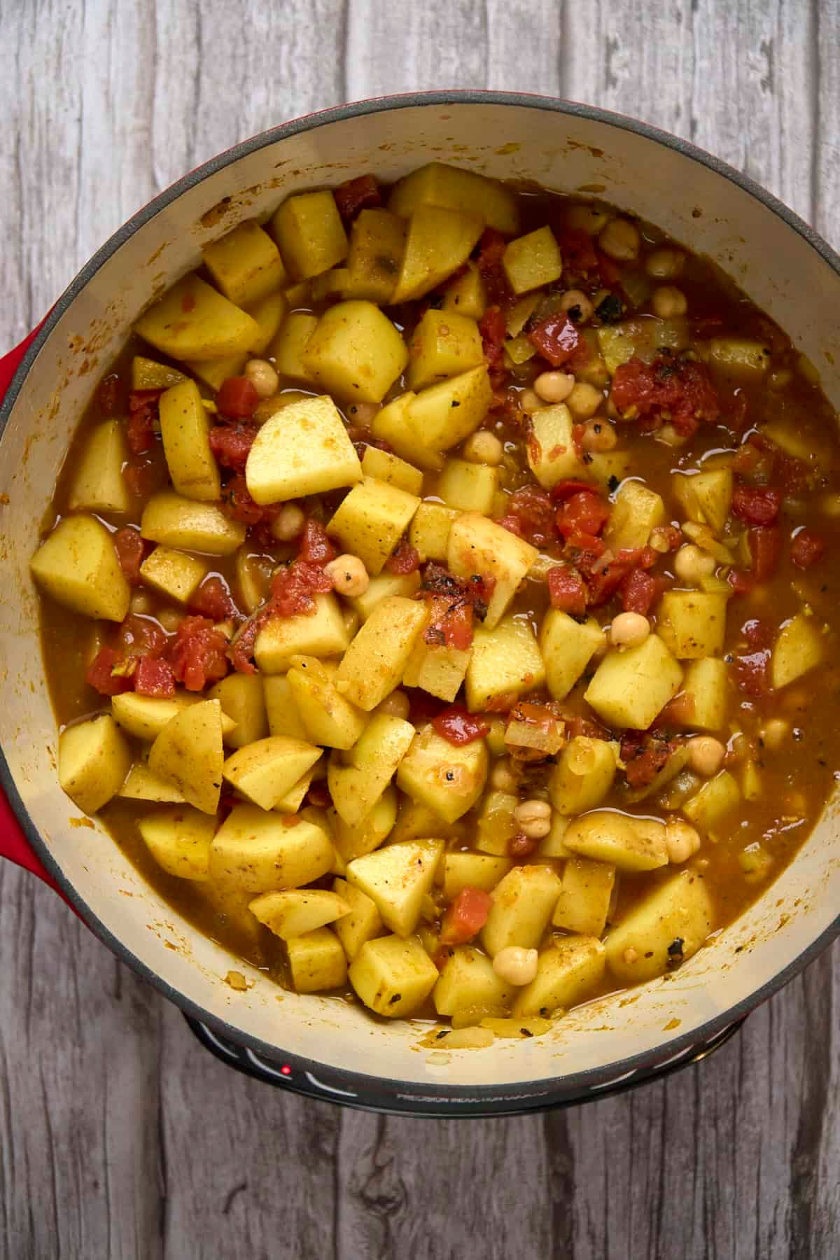easy potato chickpea curry process shot 5