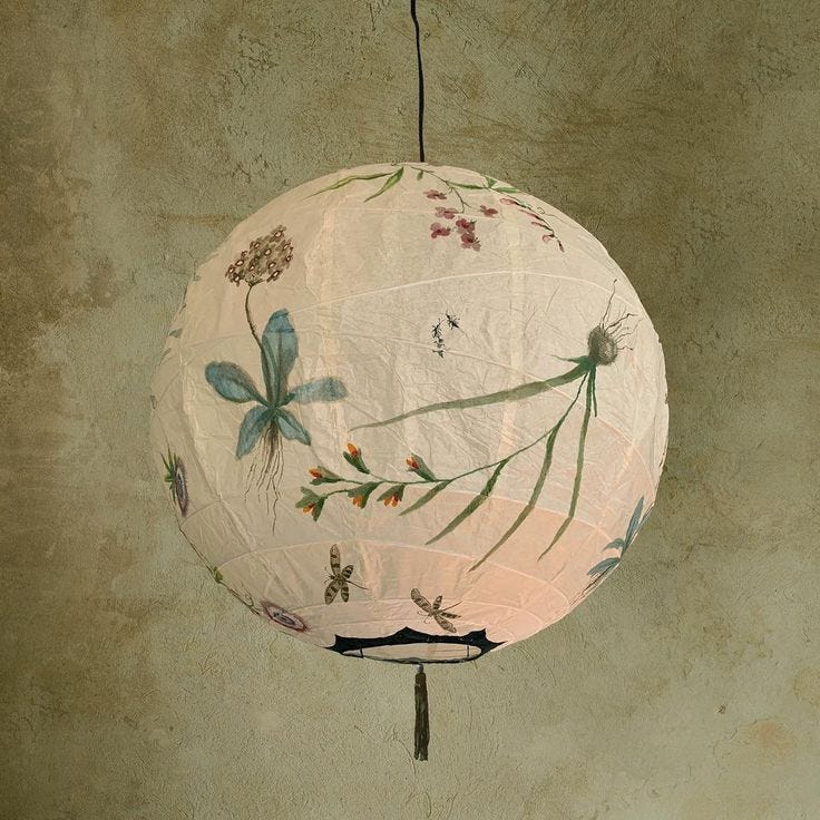 hand-painted paper lanterns made in collaboration by designer Adam Charlap Hyman (of Charlap Hyman & Herrero) and his mother, painter Pilar Almon