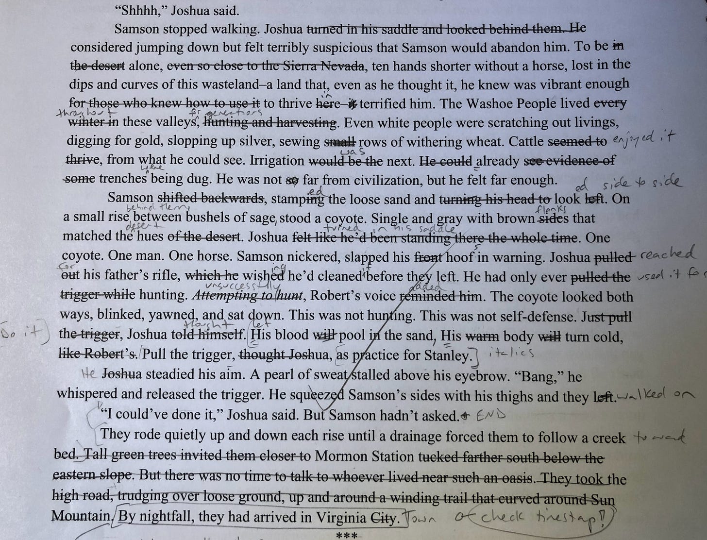 pencil edits over text