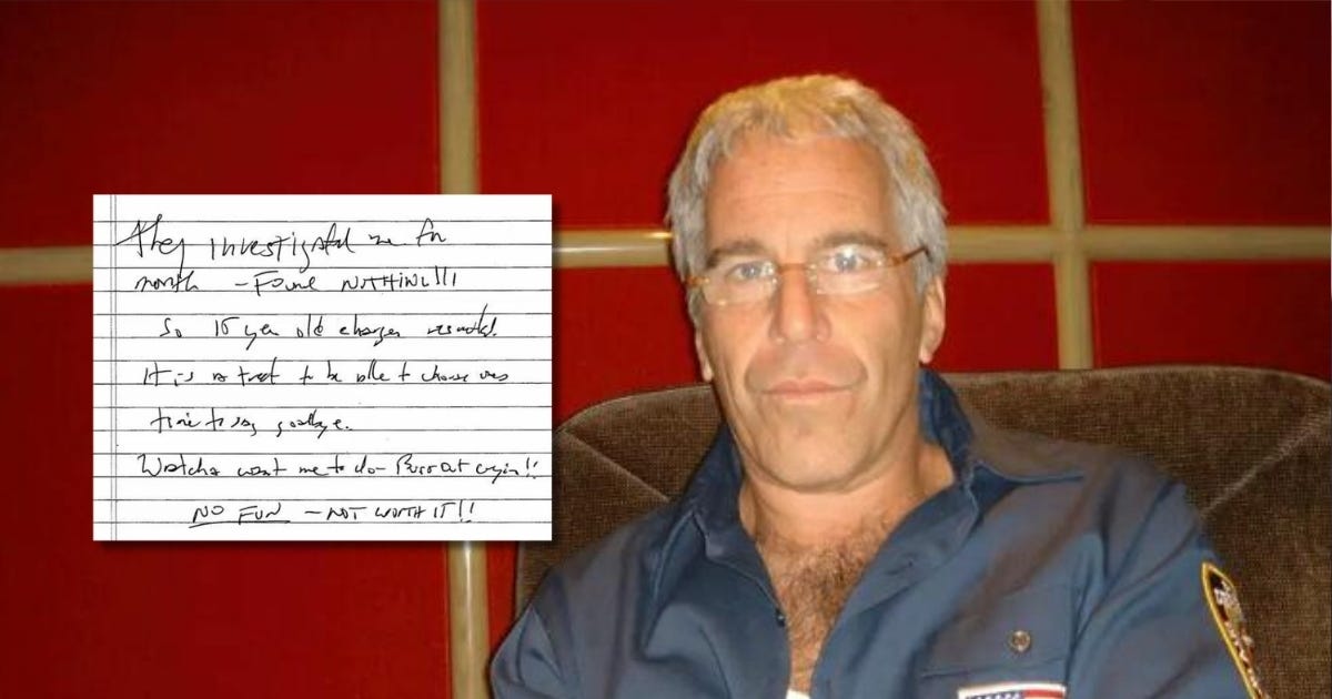 Jeffrey Epstein 'Suicide Note' Quietly Emerges