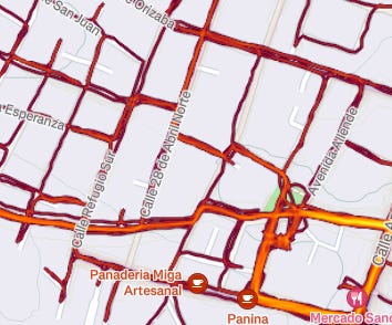 screenshots of strava heat maps in San Miguel de Allende