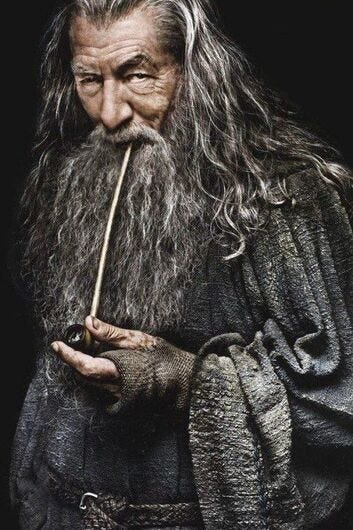 Gandalf the Grey, wise wizard and hobbit-teacher from the Lord of the Rings