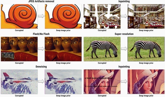 r/MachineLearning - [R] "Deep Image Prior": deep super-resolution, inpainting, denoising without learning on a dataset and pretrained networks