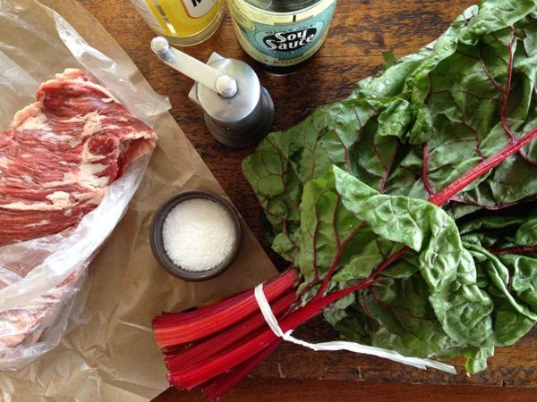 steak and chard