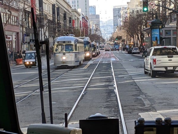 Market Street goes car-free. Market Street goes car-free.