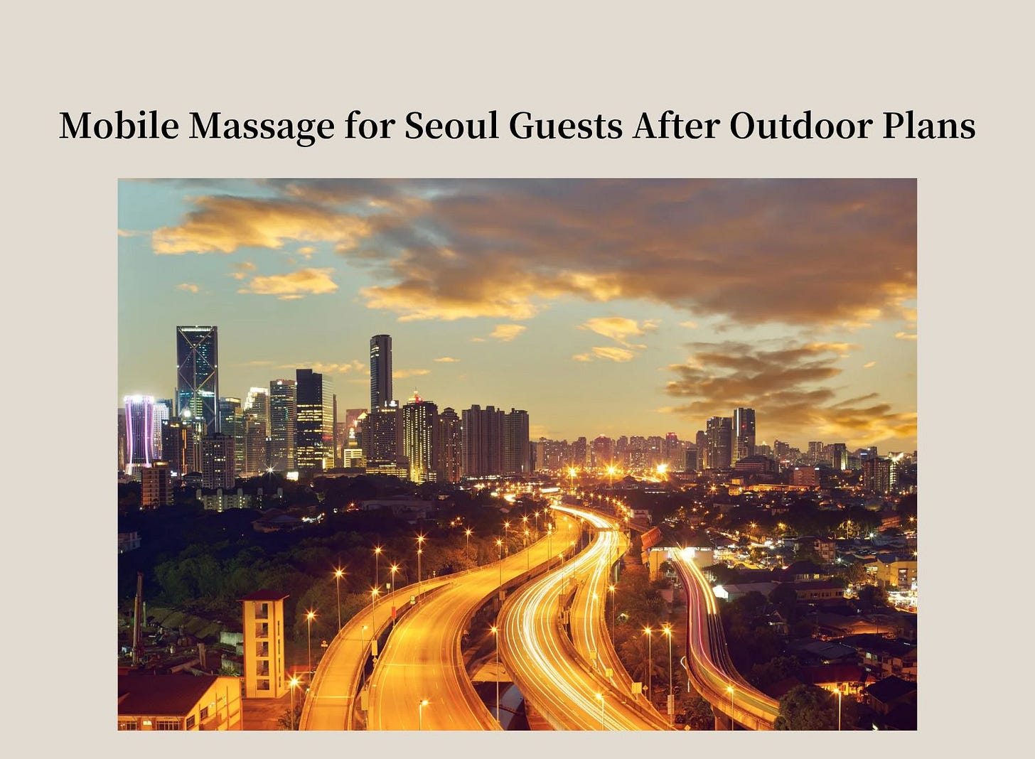 Mobile massage for Seoul guests after outdoor plans
