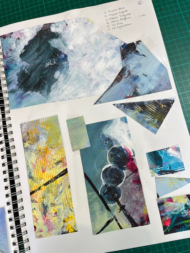 sketch book showing crazy colour swatches