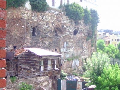 Istanbul, city walls, ancient house Istanbul, city walls, ancient house