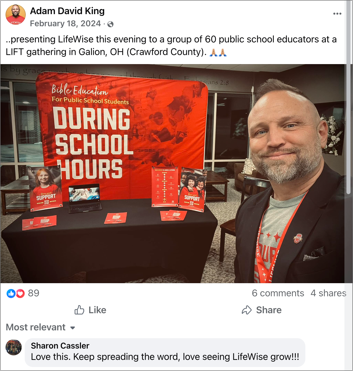 Adam King at LIFT gathering in Galion, OH with 60 public educators..