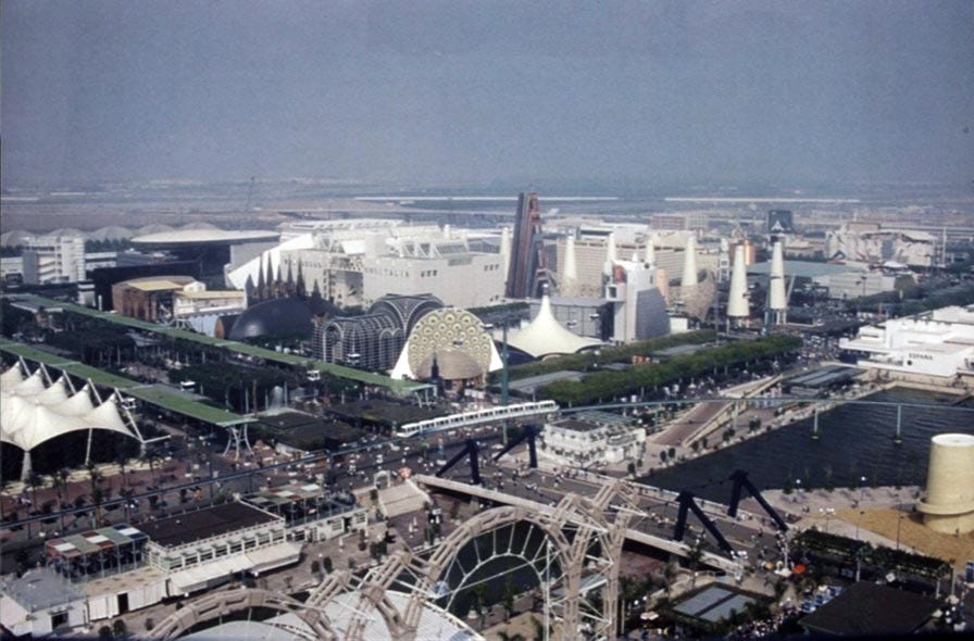 Photograph of the aerial view of the Seville Expo, 1992