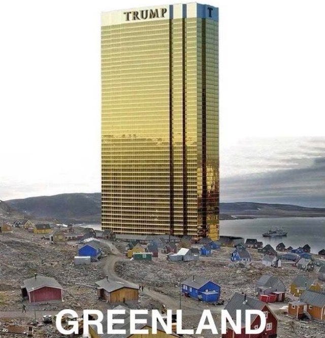 Trump trolls Greenland with image of tower rising above arctic landscape