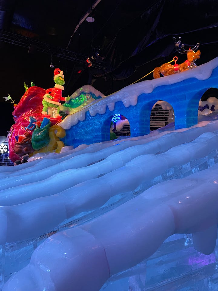 Ice sculptures and ice slide