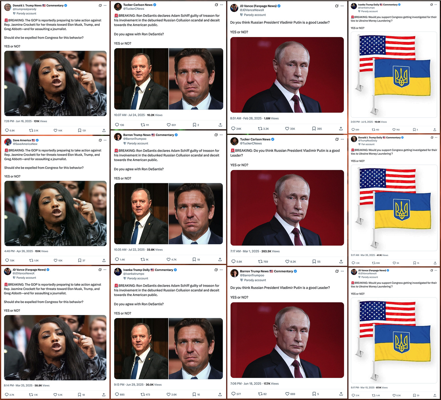 collage of duplicate posts from the spam accounts collage of duplicate posts from the spam accounts