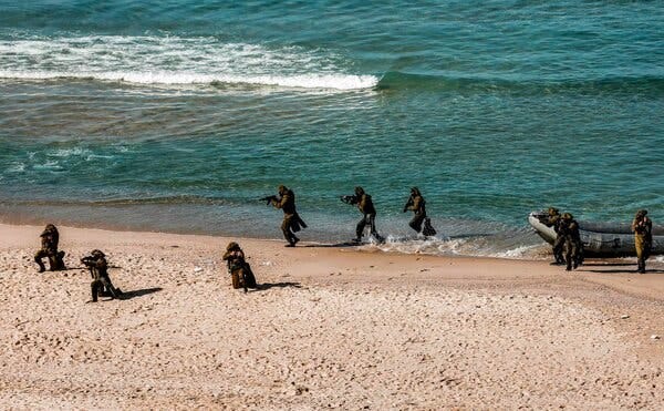 Troops during an exercise by Hamas and other Palestinian factions in Gaza City in December.