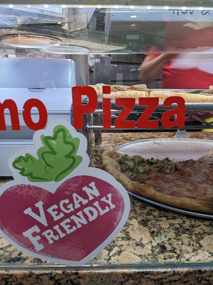 vegan pizza cases and menu