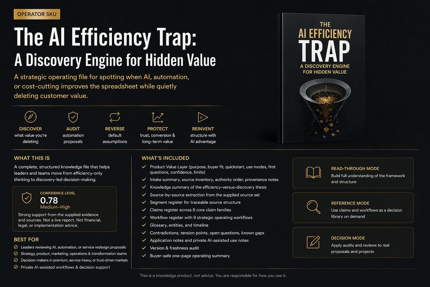 Dark discovery engine dashboard graphic summarizing hidden value beyond AI efficiency